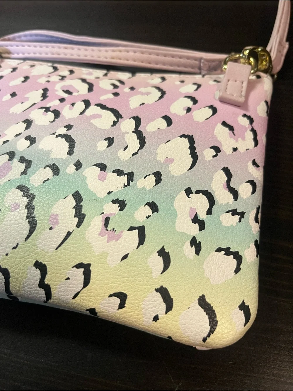 EUC Luv Betsey Johnson Pastel Leopard Crossbody Wristlet